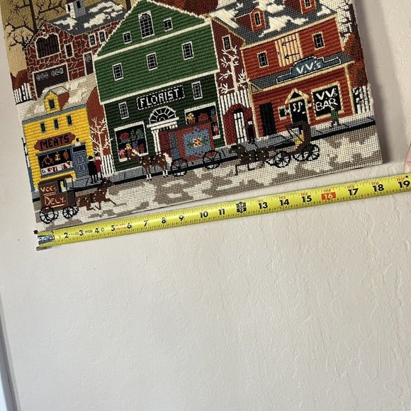 Vintage 1984 Main Street Store Front Needlepoint Handmade Cross Stitch Completed - Picture 16 of 16